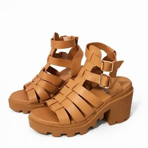 Steve Madden Brown Chunky Heel Sandals
